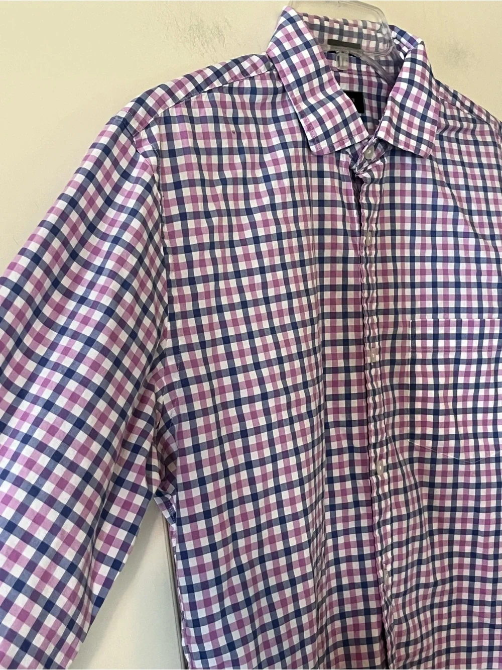 J. Crew Men's Check Button-Down Shirt - Purple & Blue Plaid Size Medium